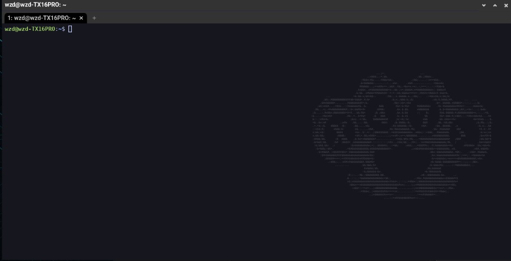 WezTerm with X47 watermark and integrated tab-bar controls